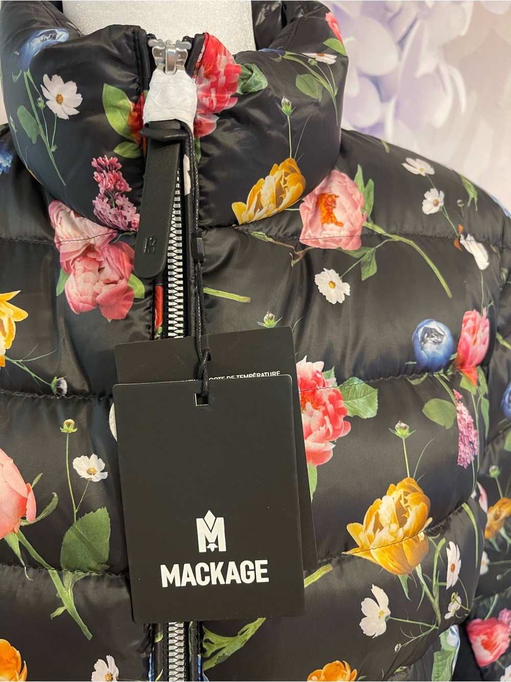 Mackage Black Floral Quilted Puffer Jacket - Picture 7 of 14